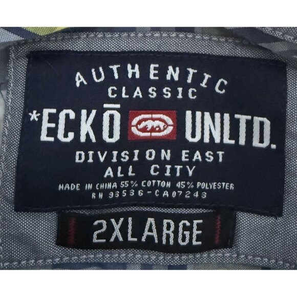 Ecko Unltd Mens 2XL Plaid Short Sleeve Button-Up Shirt Pocket - Picture 5 of 6